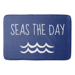 Navy Blue Zeeen the Day Waves Nautical Badmat