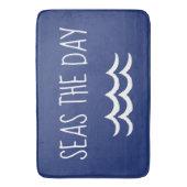 Navy Blue Zeeen the Day Waves Nautical Badmat (Voorkant Verticaal)