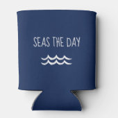 Navy Blue Zeeen the Day Waves Nautical Blikjeskoeler (Achterkant)