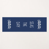 Navy Blue Zeeen the Day Waves Nautical Yogamat (Voorkant (horizontaal))