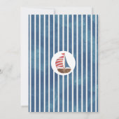 Navy Blue Zeilboot Varen naar een 1e verjaardag Kaart (Achterkant)