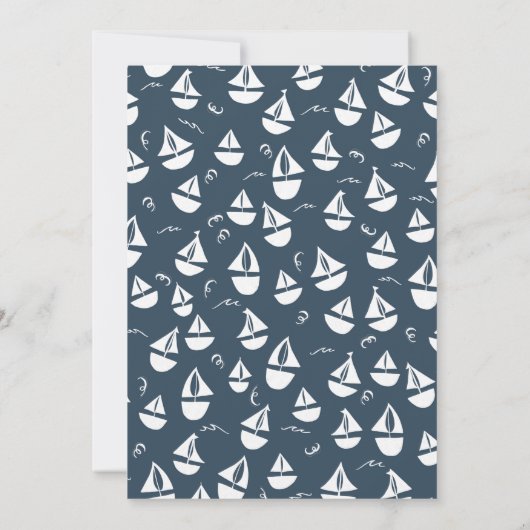 Navy Blue Zeilboten Schattige Beach Housewarming P Kaart (Achterkant)