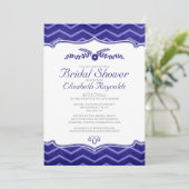 Navy Blue Zigzag Bridal Shower Invitations Kaart (Staand voorkant)