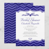 Navy Blue Zigzag Bridal Shower Invitations Kaart (Voorkant / Achterkant)