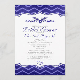 Navy Blue Zigzag Bridal Shower Invitations Kaart