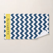 Navy Blue Zigzag, Navy Blue Chevron, Jouw naam Bad Handdoek (Handdoek)
