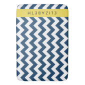 Navy Blue Zigzag, Navy Blue Chevron, Jouw naam Badmat (Voorkant Verticaal)