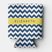 Navy Blue Zigzag, Navy Blue Chevron, Jouw naam Blikjeskoeler (Voorkant)