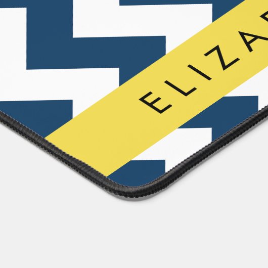 Navy Blue Zigzag, Navy Blue Chevron, Jouw naam Bureaumat (Hoek)