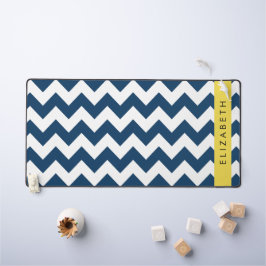 Navy Blue Zigzag, Navy Blue Chevron, Jouw naam Bureaumat