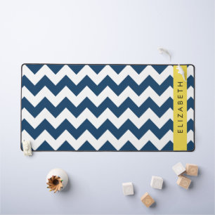 Navy Blue Zigzag, Navy Blue Chevron, Jouw naam Bureaumat