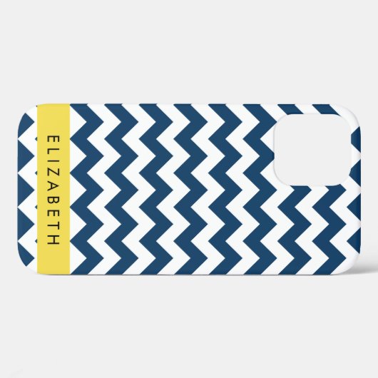 Navy Blue Zigzag, Navy Blue Chevron, Jouw naam Case-Mate iPhone Case (Achterkant (horizontaal))