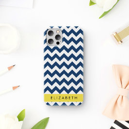 Navy Blue Zigzag, Navy Blue Chevron, Jouw naam Case-Mate iPhone Case