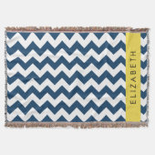 Navy Blue Zigzag, Navy Blue Chevron, Jouw naam Deken (Voorkant)
