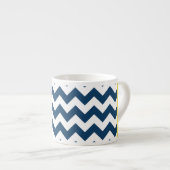 Navy Blue Zigzag, Navy Blue Chevron, Jouw naam Espresso Kop (Voorkant rechts)