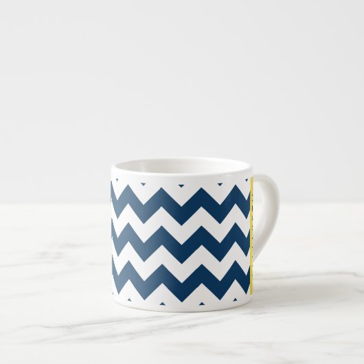 Navy Blue Zigzag, Navy Blue Chevron, Jouw naam Espresso Kop (Voorkant rechts)