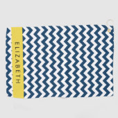 Navy Blue Zigzag, Navy Blue Chevron, Jouw naam Golfhanddoek (Horizontaal)