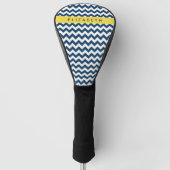 Navy Blue Zigzag, Navy Blue Chevron, Jouw naam Golfheadcover (Voorkant)