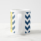 Navy Blue Zigzag, Navy Blue Chevron, Jouw naam Grote Koffiekop (Achterkant)