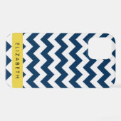 Navy Blue Zigzag, Navy Blue Chevron, Jouw naam iPhone Hoesje (Achterkant horizontaal)