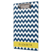 Navy Blue Zigzag, Navy Blue Chevron, Jouw naam Klembord (Links)