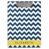 Navy Blue Zigzag, Navy Blue Chevron, Jouw naam Klembord (Voorkant)