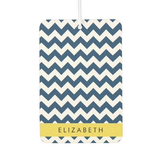 Navy Blue Zigzag, Navy Blue Chevron, Jouw naam Luchtverfrisser (Voorkant)