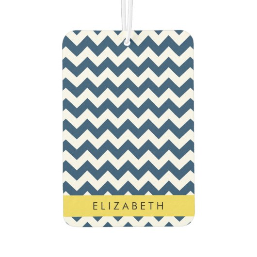 Navy Blue Zigzag, Navy Blue Chevron, Jouw naam Luchtverfrisser (Achterkant)