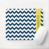 Navy Blue Zigzag, Navy Blue Chevron, Jouw naam Muismat (Met muis)