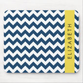 Navy Blue Zigzag, Navy Blue Chevron, Jouw naam Muismat (Voorkant)