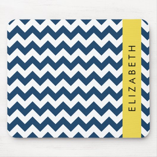 Navy Blue Zigzag, Navy Blue Chevron, Jouw naam Muismat (Voorkant)