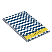 Navy Blue Zigzag, Navy Blue Chevron, Jouw naam Notitieboek (Rechterzijde)