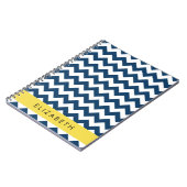 Navy Blue Zigzag, Navy Blue Chevron, Jouw naam Notitieboek (Linkerzijde)