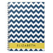 Navy Blue Zigzag, Navy Blue Chevron, Jouw naam Notitieboek (Voorkant)