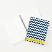 Navy Blue Zigzag, Navy Blue Chevron, Jouw naam Notitieboek (Binnen)