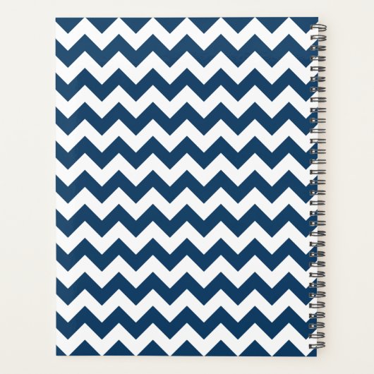 Navy Blue Zigzag, Navy Blue Chevron, Jouw naam Planner (Achterkant)