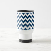 Navy Blue Zigzag, Navy Blue Chevron, Jouw naam Reisbeker (Center)