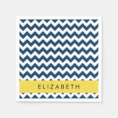 Navy Blue Zigzag, Navy Blue Chevron, Jouw naam Servet (Voorkant)