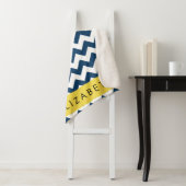 Navy Blue Zigzag, Navy Blue Chevron, Jouw naam Sherpa Deken (In situ)