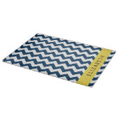 Navy Blue Zigzag, Navy Blue Chevron, Jouw naam Snijplank (Hoek)