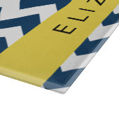 Navy Blue Zigzag, Navy Blue Chevron, Jouw naam Snijplank (Hoek)