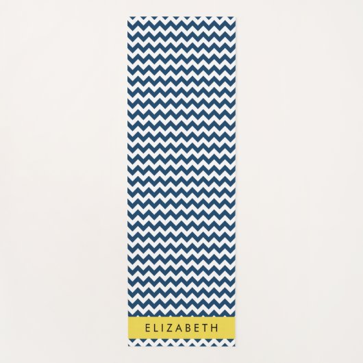 Navy Blue Zigzag, Navy Blue Chevron, Jouw naam Yogamat (Voorkant)