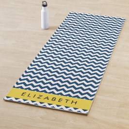 Navy Blue Zigzag, Navy Blue Chevron, Jouw naam Yogamat