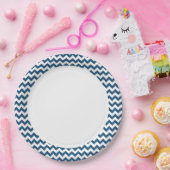 Navy Blue Zigzag Stripes Chevron Pattern Papieren Bordje (Feest)