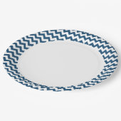 Navy Blue Zigzag Stripes Chevron Pattern Papieren Bordje (Gekanteld)