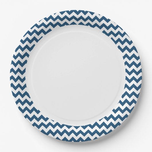 Navy Blue Zigzag Stripes Chevron Pattern Papieren Bordje (Voorkant)