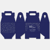Navy Blue Zilver 80e verjaardag Bedankdoosjes (Ongevouwen)