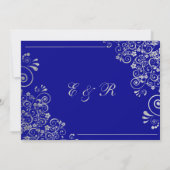 Navy Blue Zilver Save the Date Trouwen (Achterkant)