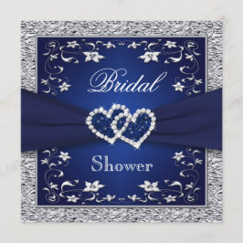 Navy Blue, zilveren Floral, harten Vrijgezellenfee Kaart