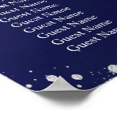 Navy blue zilveren glitter bruiloft poster (Hoek)